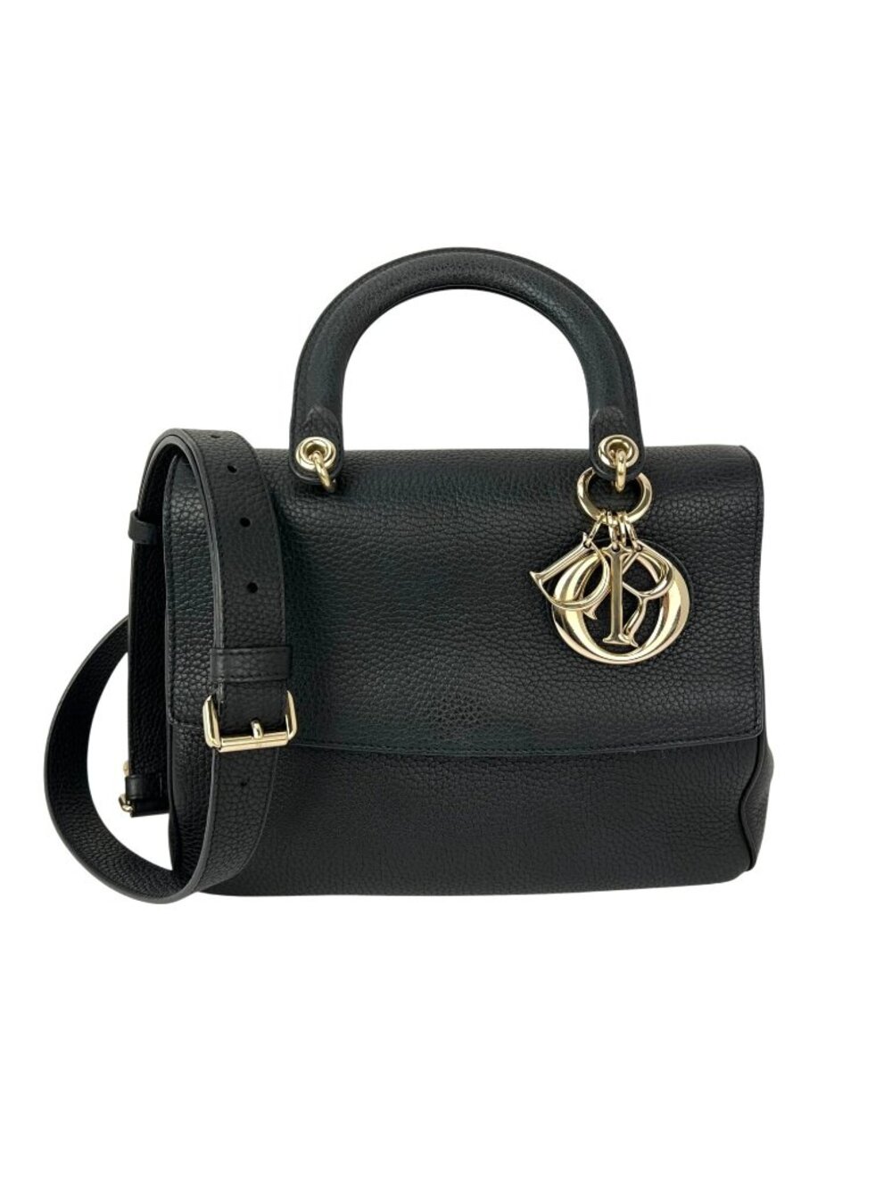 Christian Dior Bullcalf Small Dior Flap Black Leather Crossbody